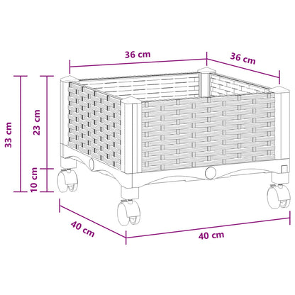 vidaXL Garden Planter with Wheels White 40 x 40 x 33 cm PP