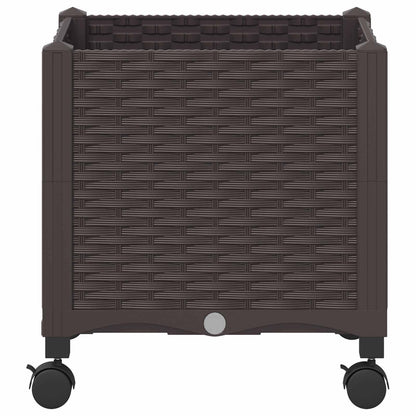 vidaXL Garden Planter with Wheels Brown 40 x 40 x 44 cm PP