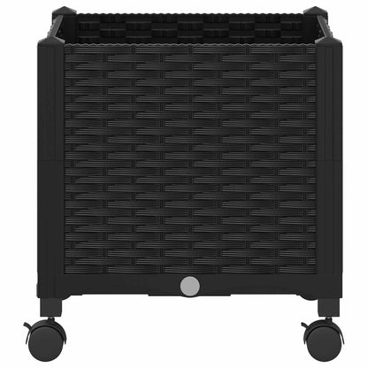 vidaXL Garden Planter with Wheels Black 40 x 40 x 44 cm PP