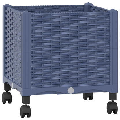 vidaXL Garden Planter with Wheels Blue Grey 40 x 40 x 48 cm PP