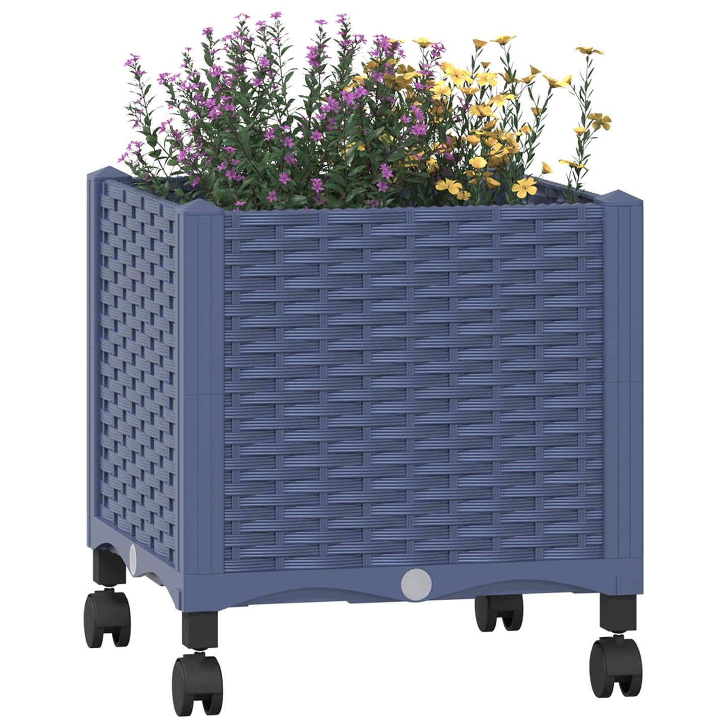 vidaXL Garden Planter with Wheels Blue Grey 40 x 40 x 48 cm PP