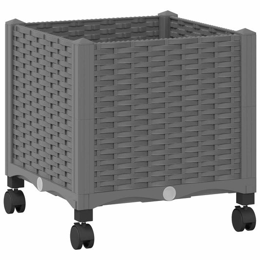 vidaXL Garden Planter with Wheels Light Grey 40 x 40 x 48 cm PP