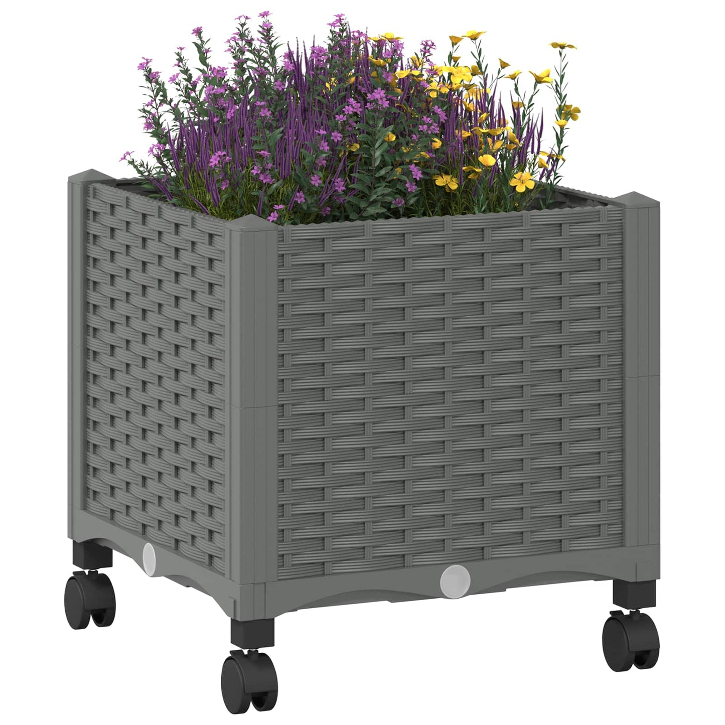 vidaXL Garden Planter with Wheels Light Grey 40 x 40 x 48 cm PP
