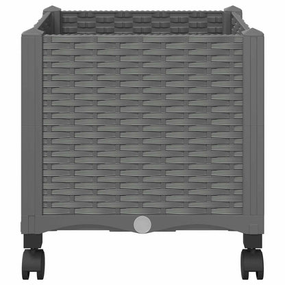 vidaXL Garden Planter with Wheels Light Grey 40 x 40 x 48 cm PP