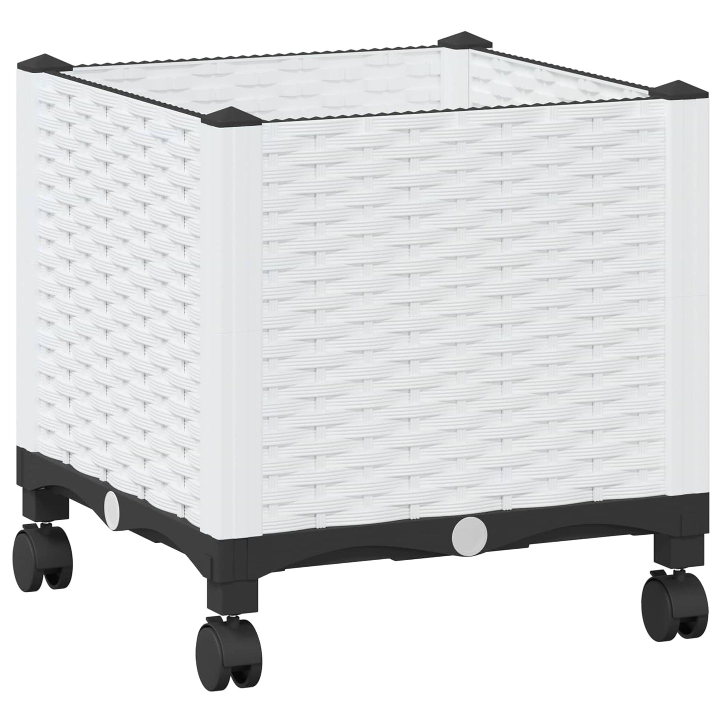 vidaXL Garden Planter with Wheels White 40 x 40 x 48 cm PP