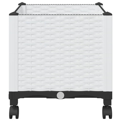 vidaXL Garden Planter with Wheels White 40 x 40 x 48 cm PP