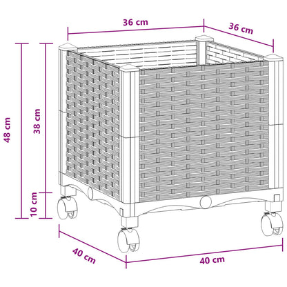vidaXL Garden Planter with Wheels White 40 x 40 x 48 cm PP