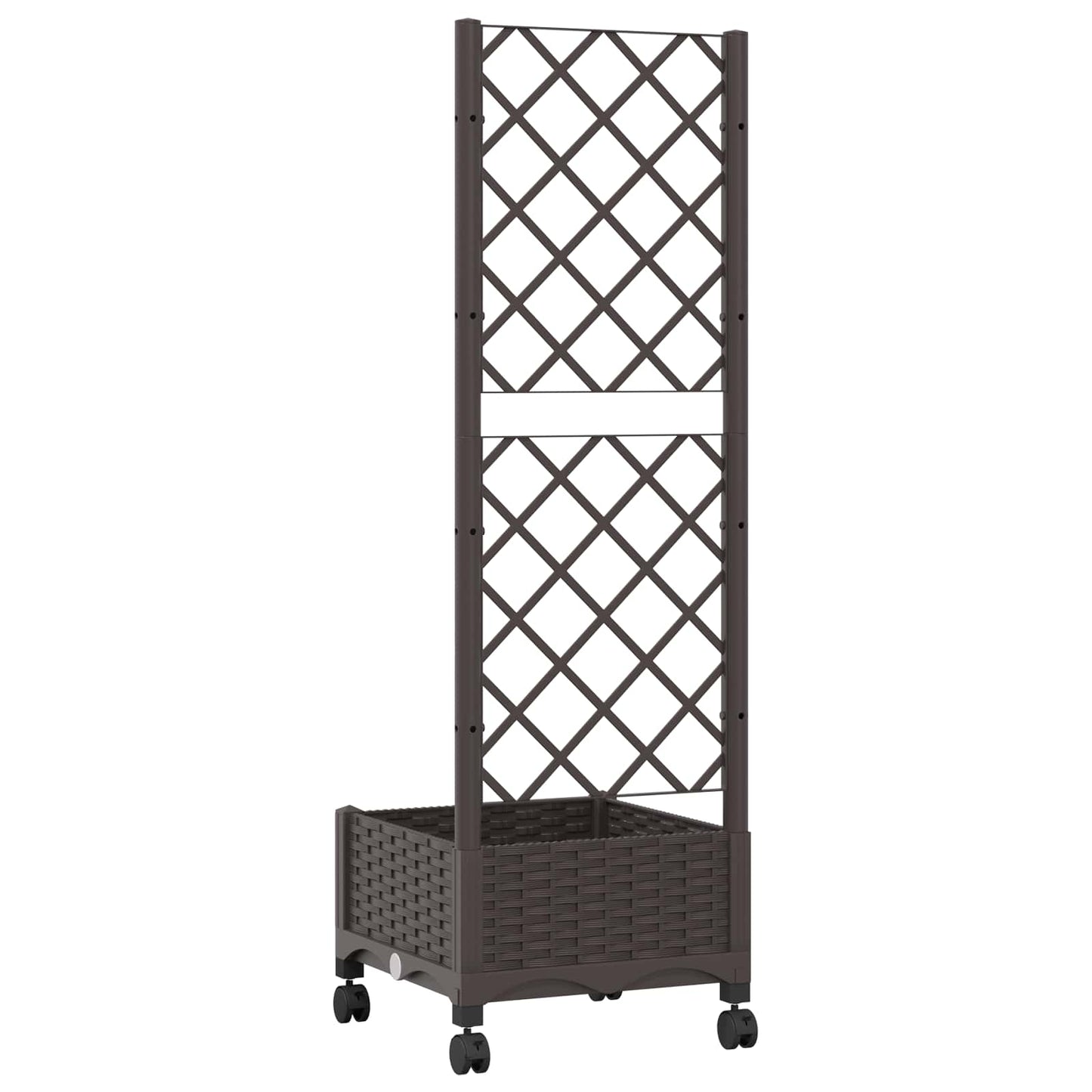 vidaXL Garden Planter with Trellis&Wheels Brown 40 x 40 x 131.5 cm PP
