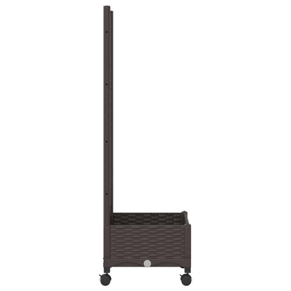 vidaXL Garden Planter with Trellis&Wheels Brown 40 x 40 x 131.5 cm PP