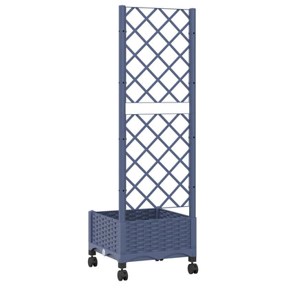 vidaXL Garden Planter with Trellis&Wheels Blue Grey 40 x 40 x 131.5 cm
