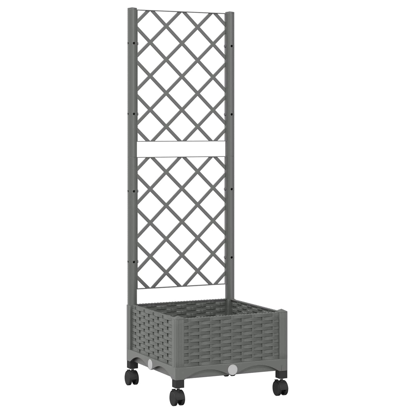 vidaXL Garden Planter with Trellis&Wheels Light Grey PP