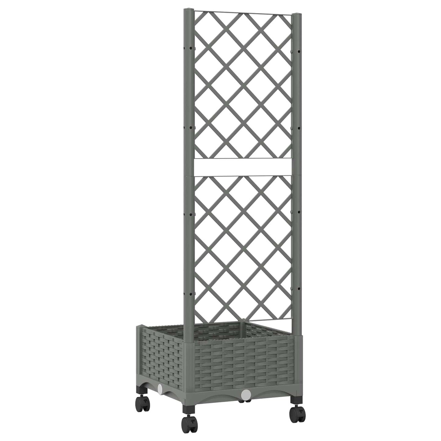 vidaXL Garden Planter with Trellis&Wheels Light Grey PP