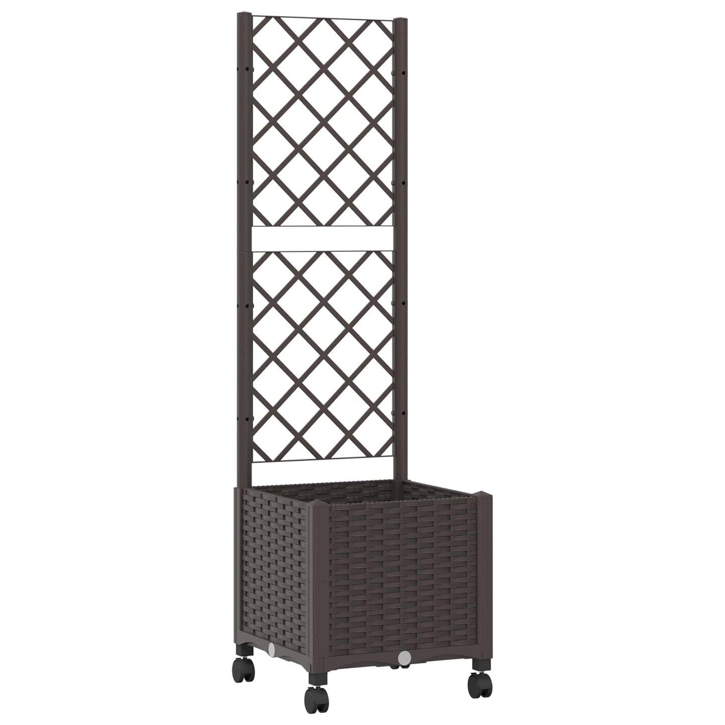 vidaXL Garden Planter with Trellis&Wheels Brown 40 x 40 x 146 cm PP