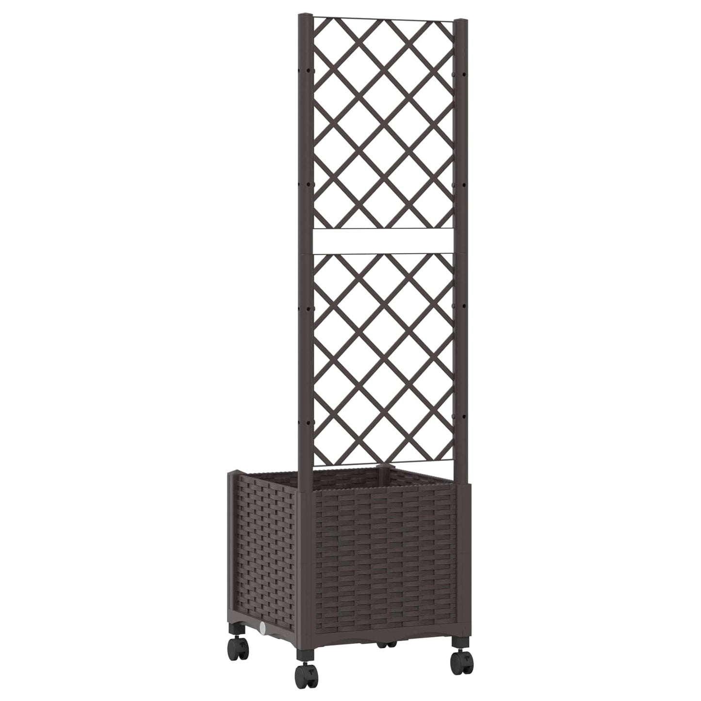 vidaXL Garden Planter with Trellis&Wheels Brown 40 x 40 x 146 cm PP
