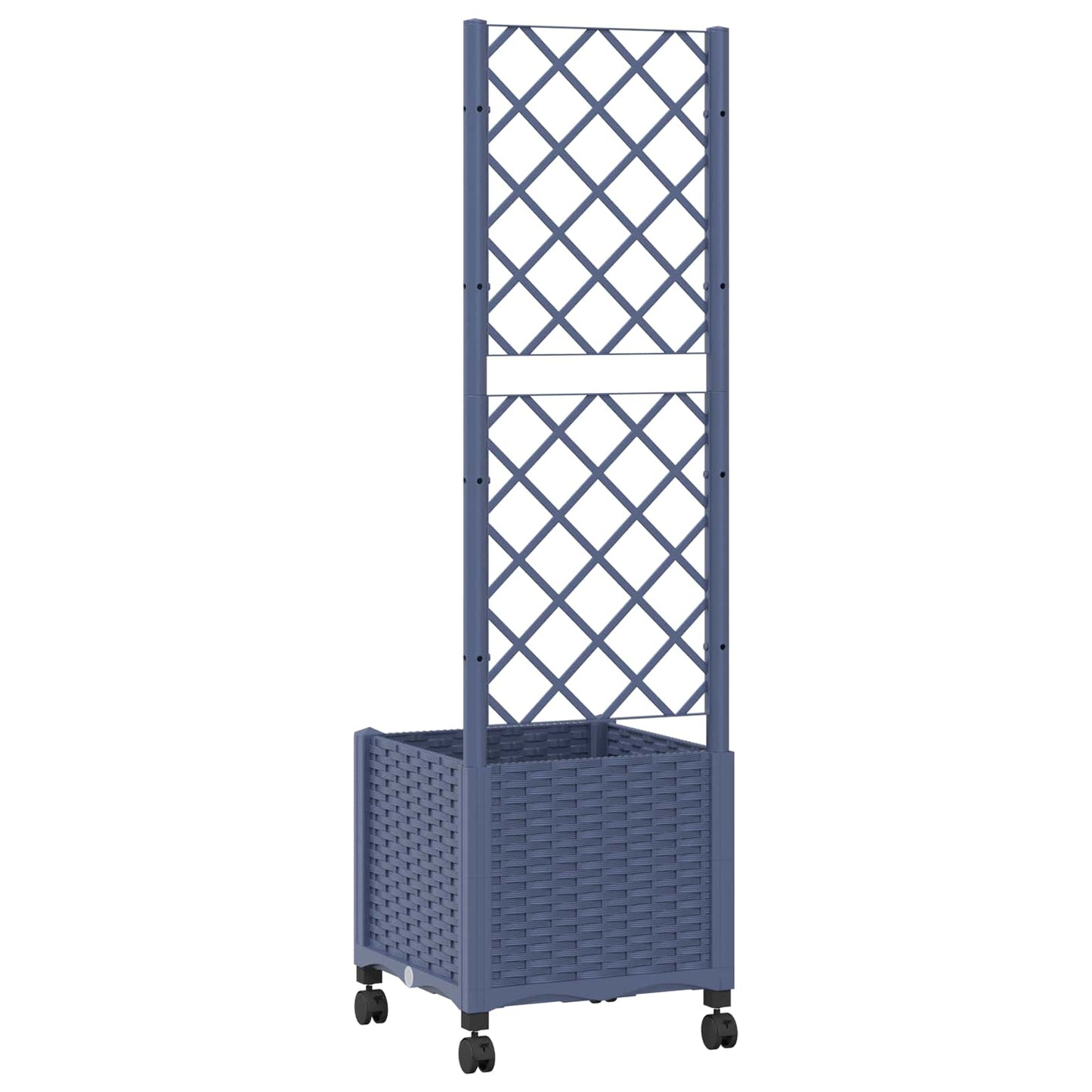 vidaXL Garden Planter with Trellis&Wheels Blue Grey 40 x 40 x 146 cm