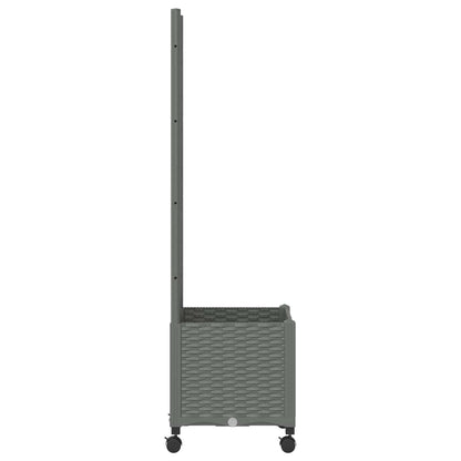 vidaXL Garden Planter with Trellis&Wheels Light Grey 40 x 40 x 146 cm