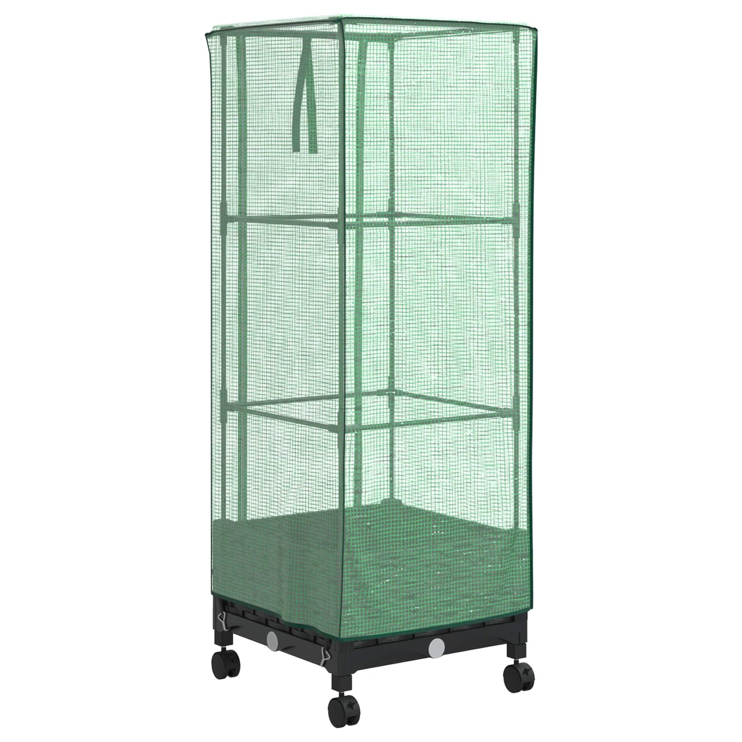 vidaXL Garden Planter with Greenhouse Cover&Wheels Black PP