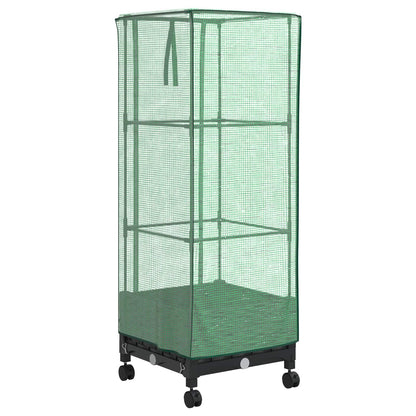vidaXL Garden Planter with Greenhouse Cover&Wheels Black PP