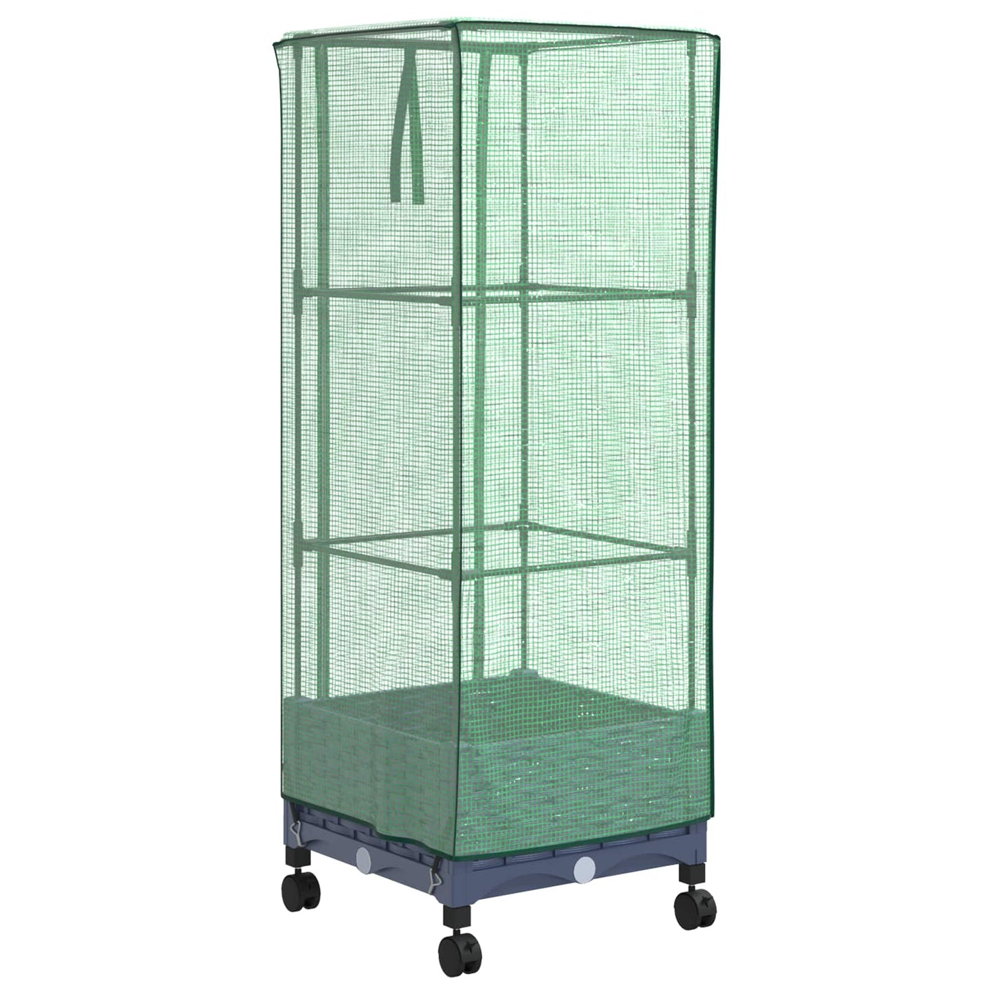 vidaXL Garden Planter with Greenhouse Cover&Wheels Blue Grey PP