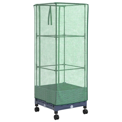 vidaXL Garden Planter with Greenhouse Cover&Wheels Blue Grey PP