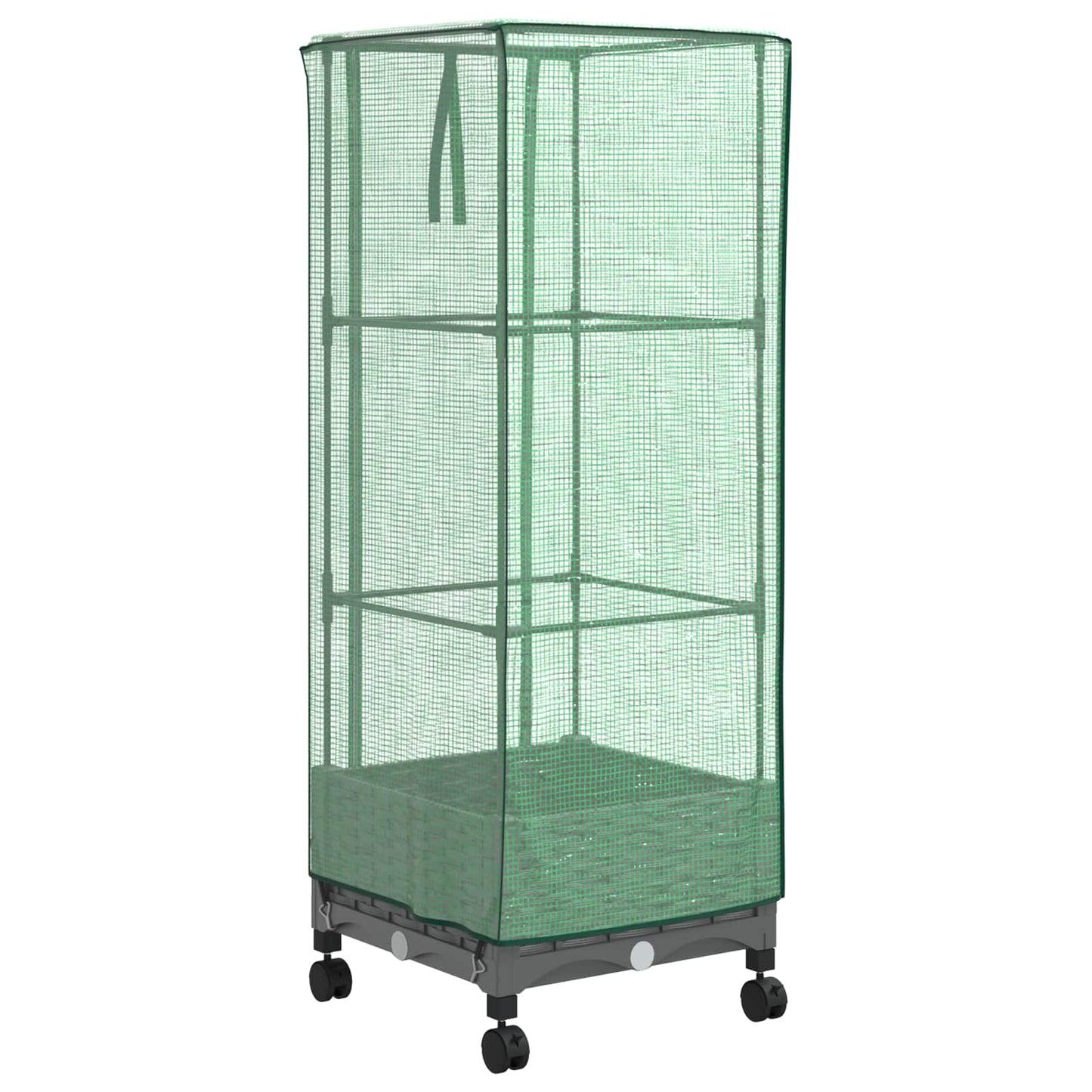 vidaXL Garden Planter with Greenhouse Cover&Wheels Light Grey PP