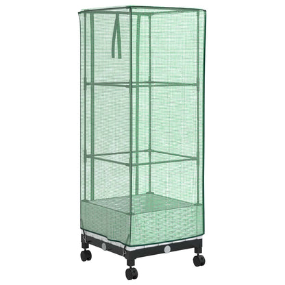 vidaXL Garden Planter with Greenhouse Cover&Wheels White PP