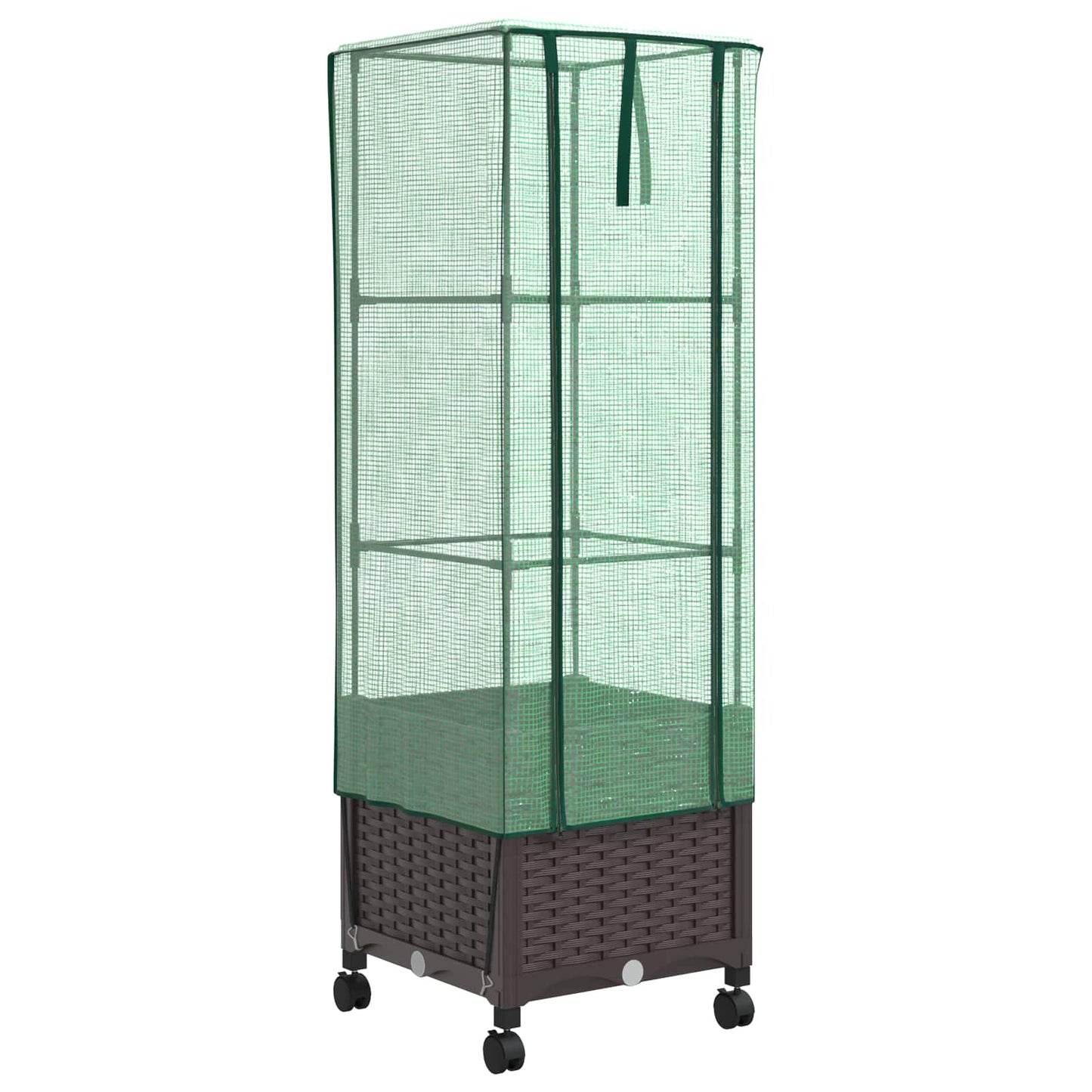 vidaXL Garden Planter with Greenhouse Cover&Wheels Brown PP