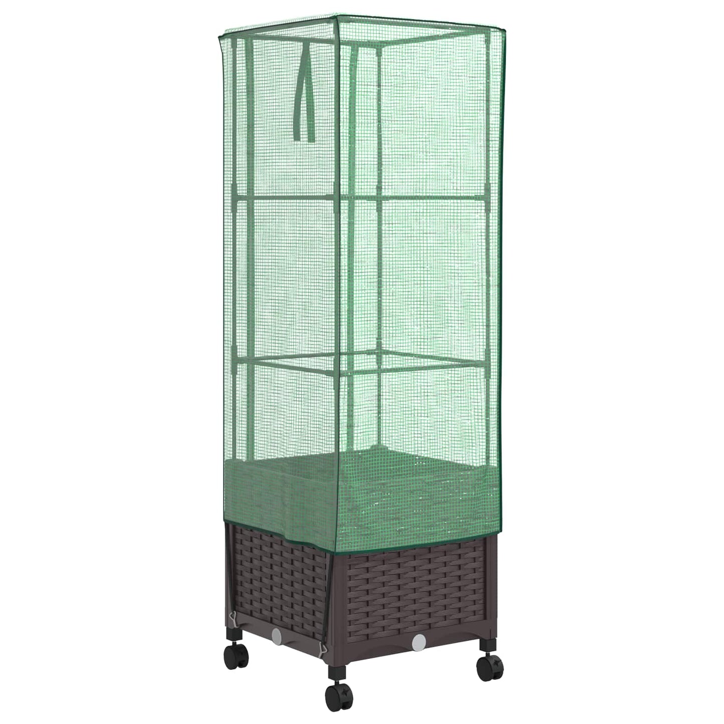vidaXL Garden Planter with Greenhouse Cover&Wheels Brown PP