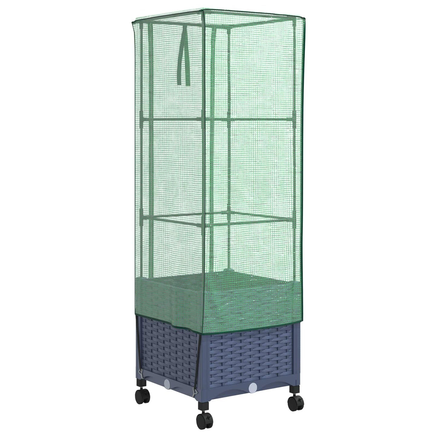 vidaXL Garden Planter with Greenhouse Cover&Wheels Blue Grey PP