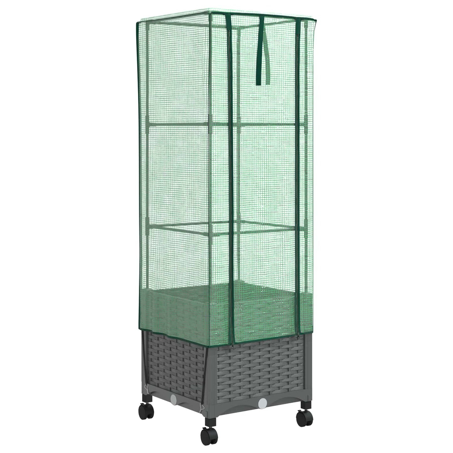 vidaXL Garden Planter with Greenhouse Cover&Wheels Light Grey PP