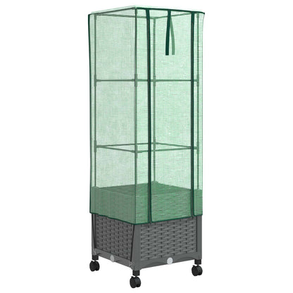 vidaXL Garden Planter with Greenhouse Cover&Wheels Light Grey PP