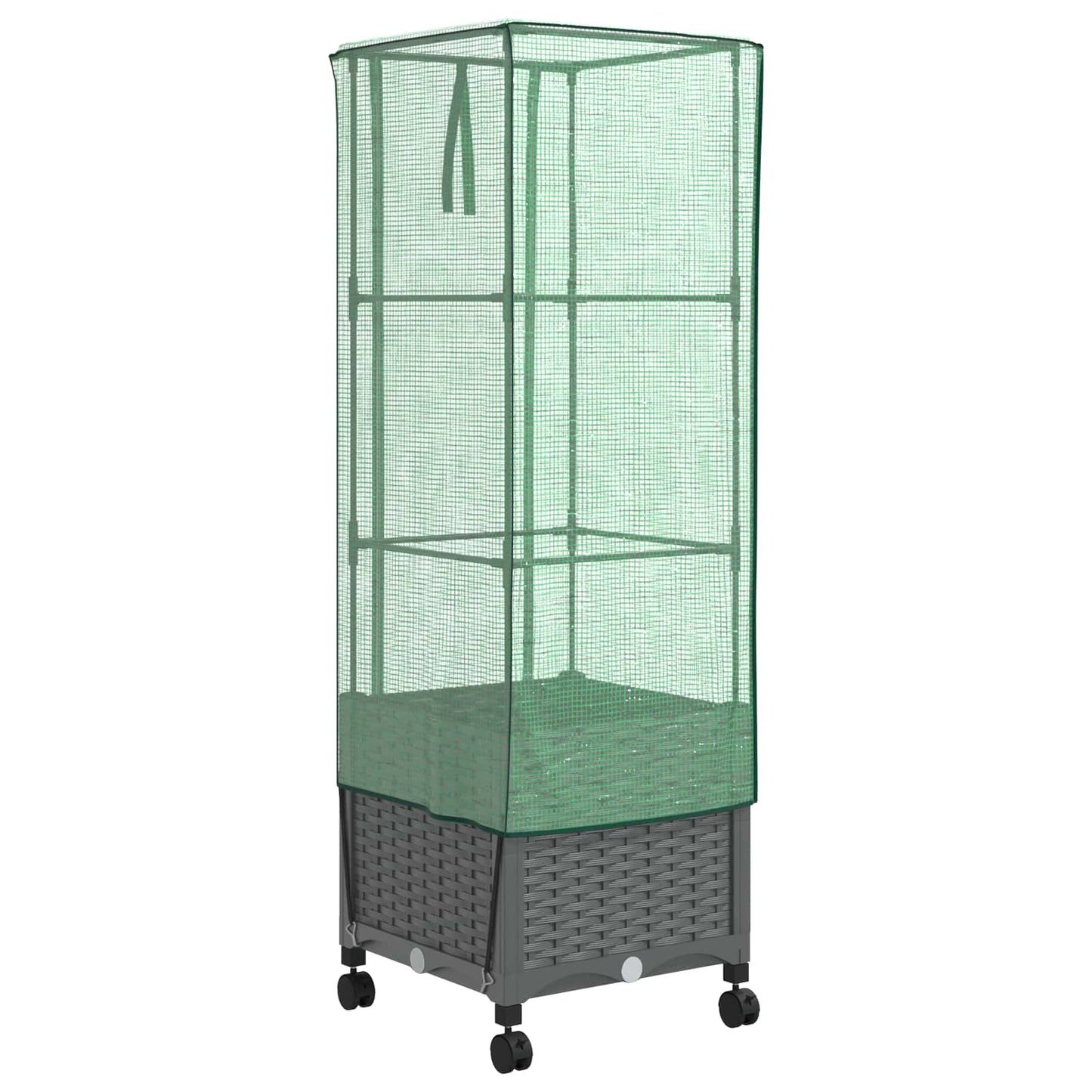 vidaXL Garden Planter with Greenhouse Cover&Wheels Light Grey PP