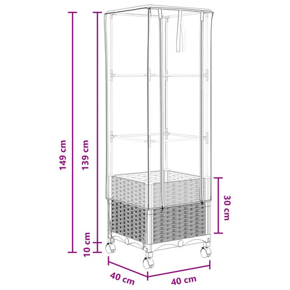 vidaXL Garden Planter with Greenhouse Cover&Wheels Light Grey PP