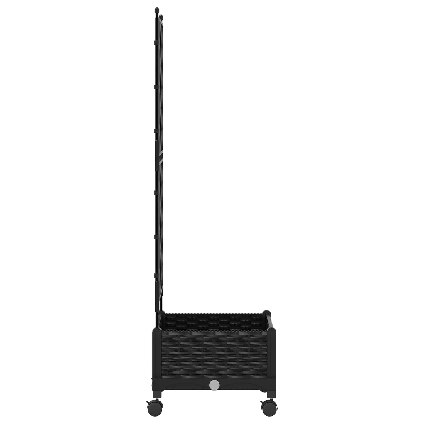 vidaXL Garden Planter with Trellis&Wheels Black 40 x 40 x 131.5 cm PP