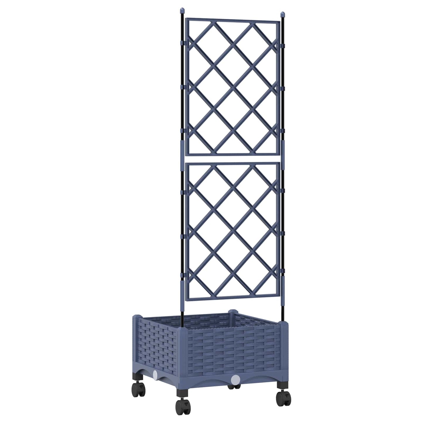 vidaXL Garden Planter with Trellis&Wheels Grey 40 x 40 x 131.5 cm PP