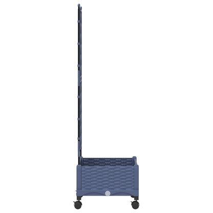 vidaXL Garden Planter with Trellis&Wheels Grey 40 x 40 x 131.5 cm PP