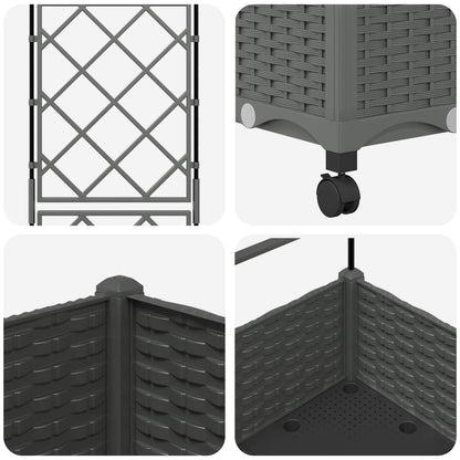 vidaXL Garden Planter with Trellis&Wheels Light Grey PP