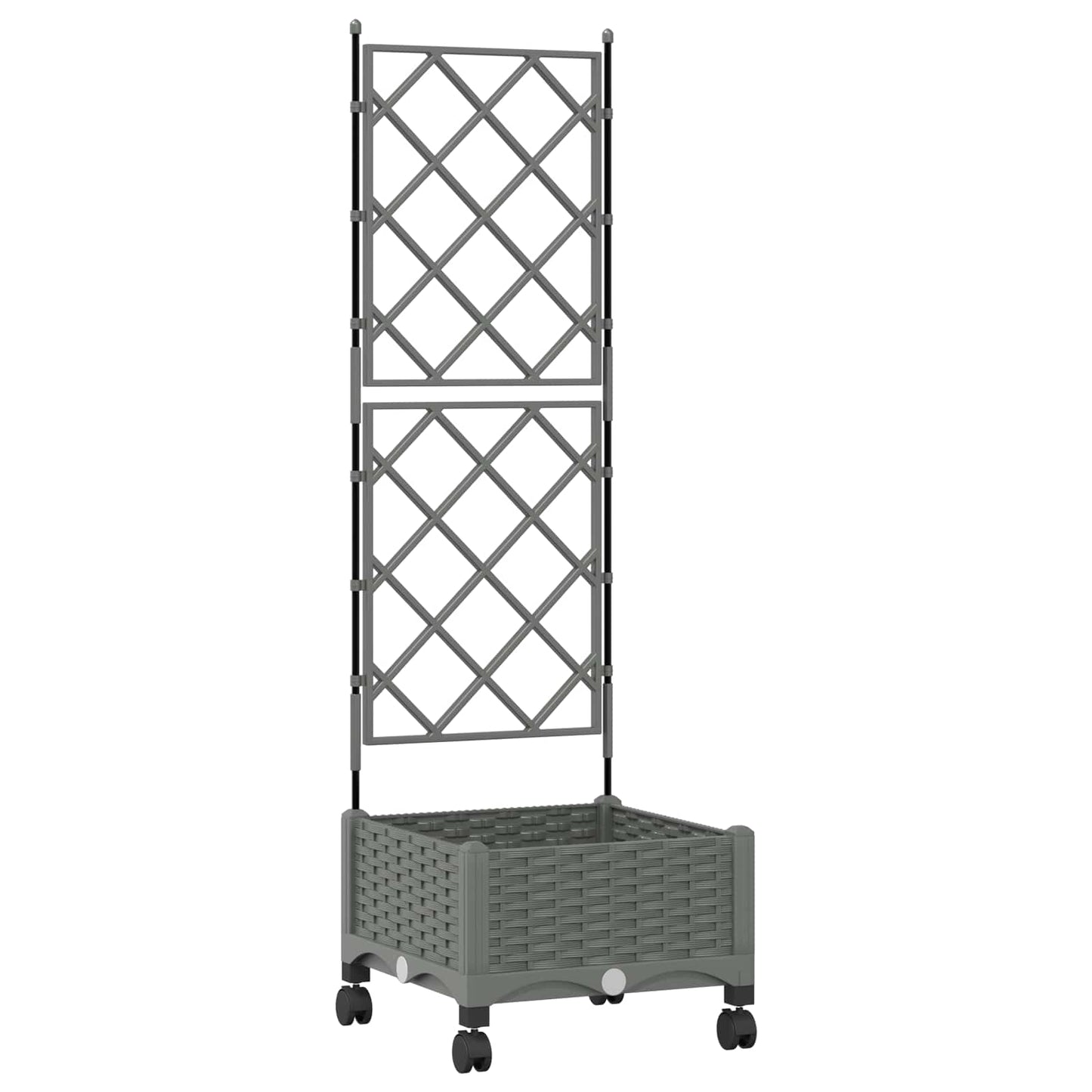 vidaXL Garden Planter with Trellis&Wheels Light Grey PP