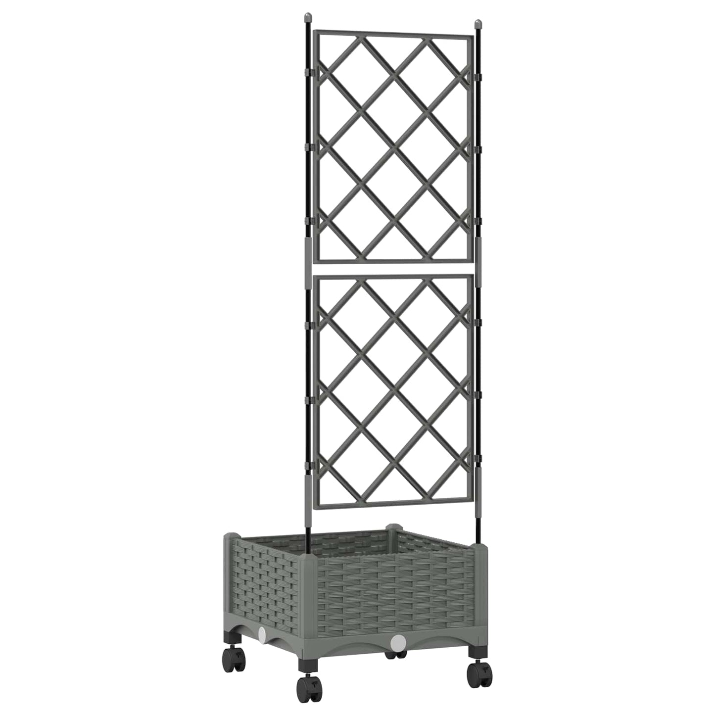 vidaXL Garden Planter with Trellis&Wheels Light Grey PP
