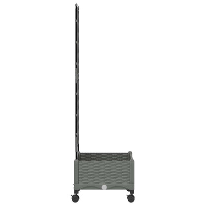 vidaXL Garden Planter with Trellis&Wheels Light Grey PP