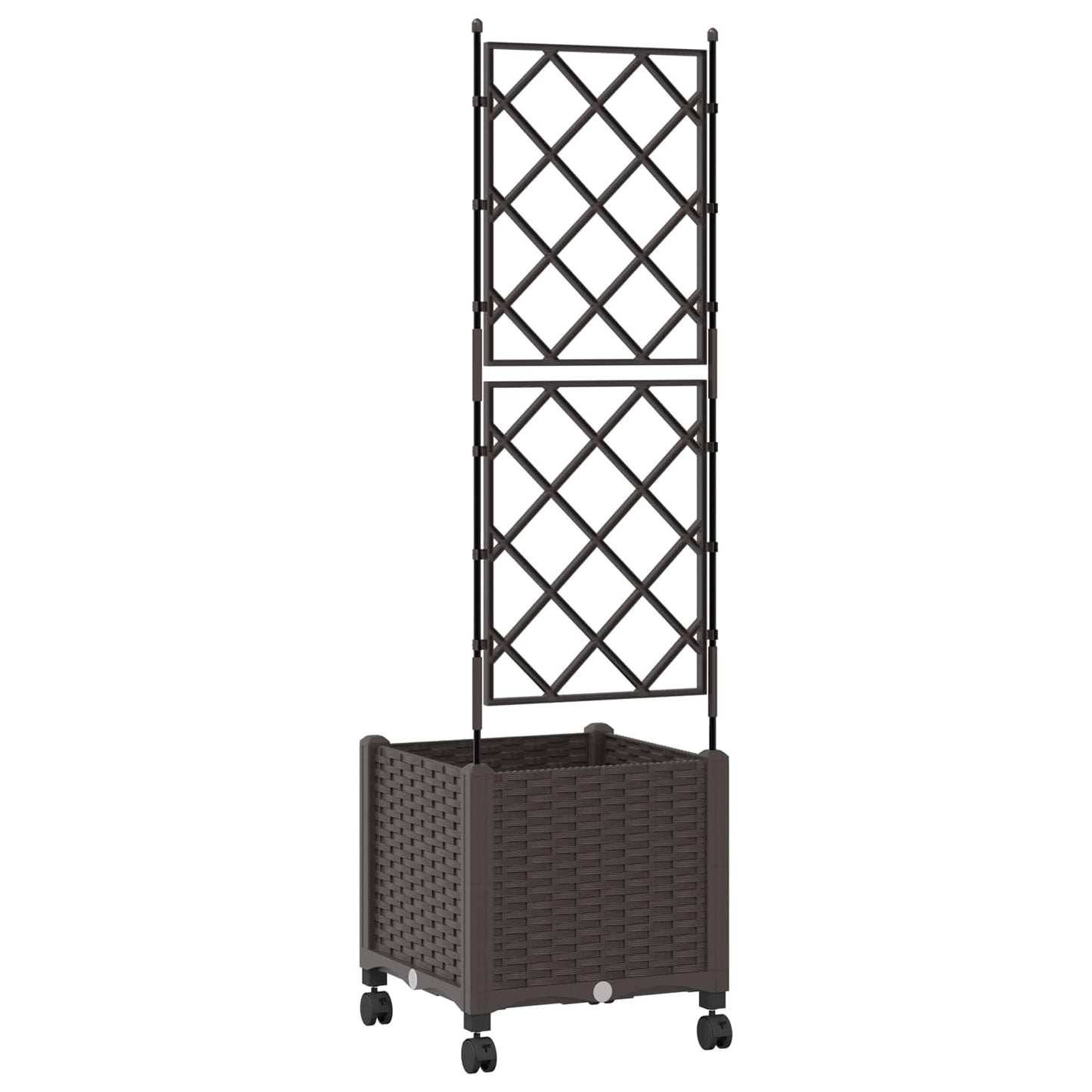 vidaXL Garden Planter with Trellis&Wheels Brown 40 x 40 x 149 cm PP
