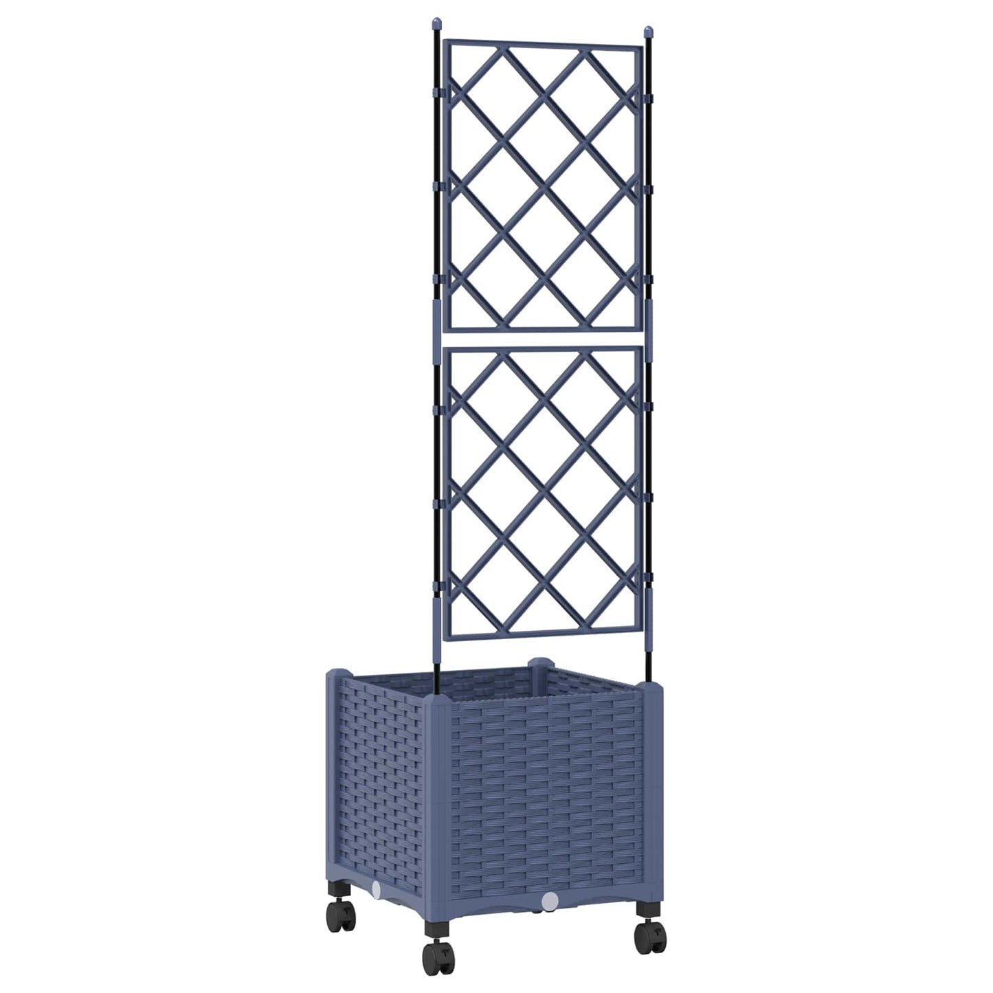vidaXL Garden Planter with Trellis&Wheels Grey 40 x 40 x 149 cm PP