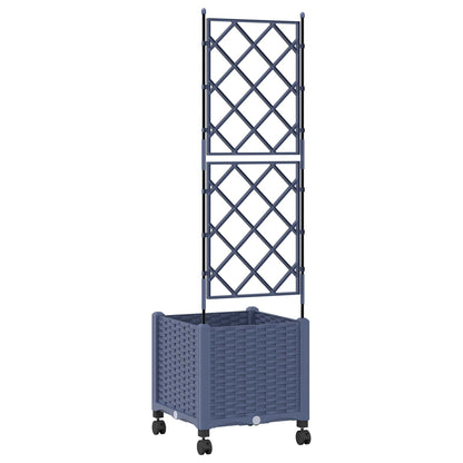 vidaXL Garden Planter with Trellis&Wheels Grey 40 x 40 x 149 cm PP