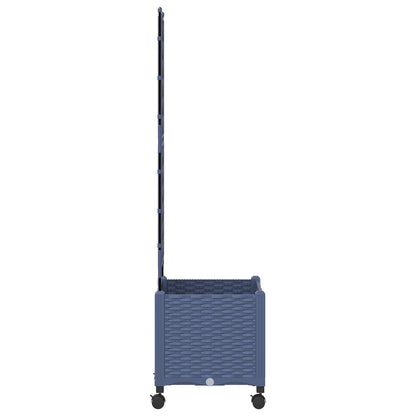 vidaXL Garden Planter with Trellis&Wheels Grey 40 x 40 x 149 cm PP