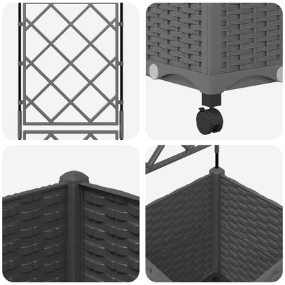 vidaXL Garden Planter with Trellis&Wheels Light Grey 40 x 40 x 149 cm