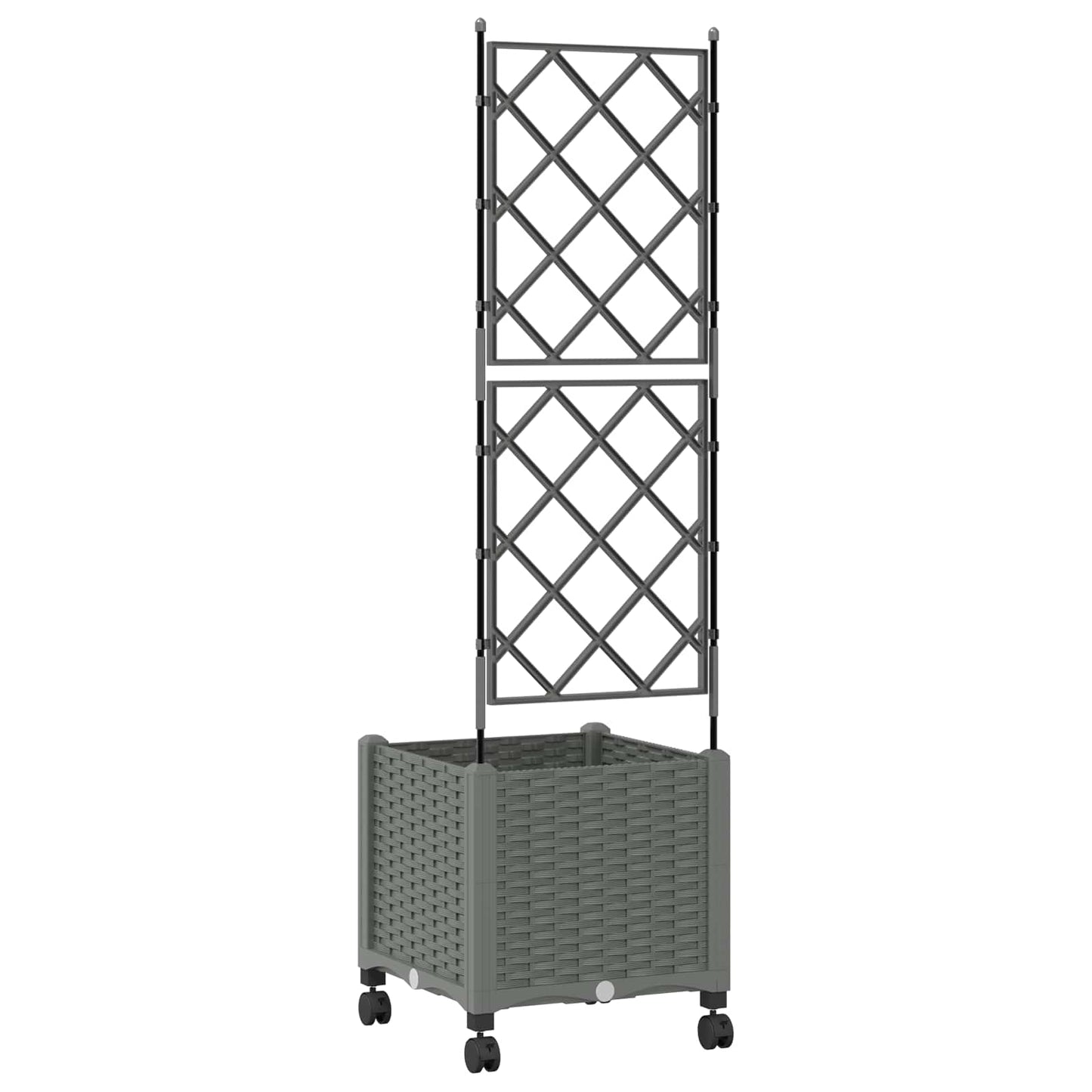 vidaXL Garden Planter with Trellis&Wheels Light Grey 40 x 40 x 149 cm