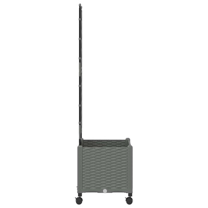 vidaXL Garden Planter with Trellis&Wheels Light Grey 40 x 40 x 149 cm