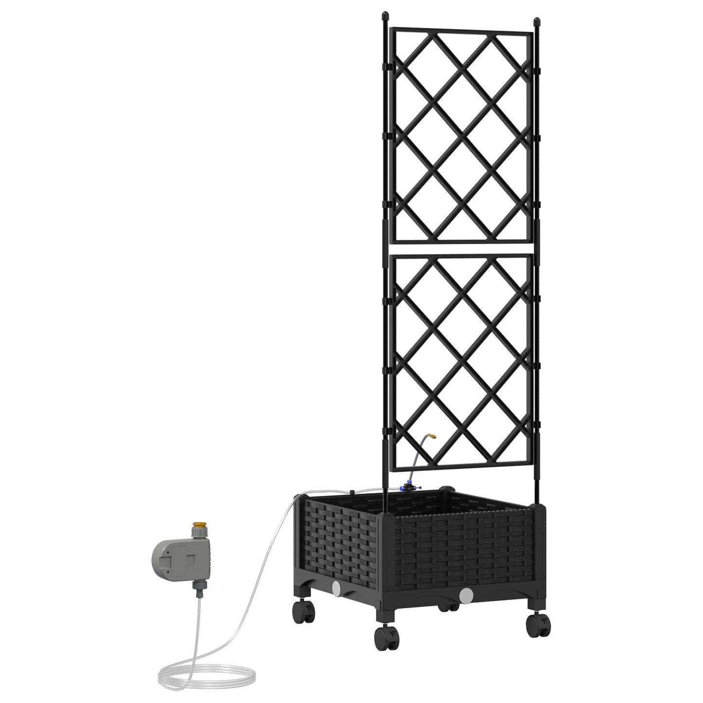 vidaXL Garden Planter with Irrigation&Wheels Black 40 x 40 x 132 cm PP