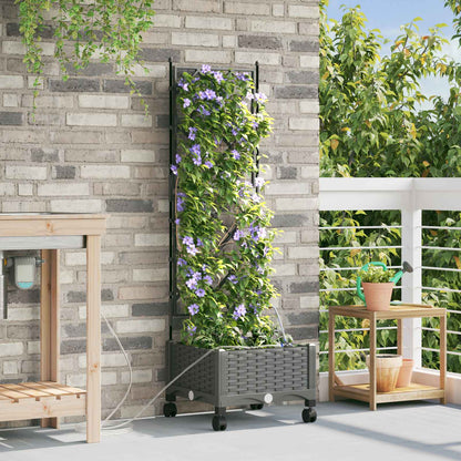 vidaXL Garden Planter with Irrigation&Wheels Light Grey PP
