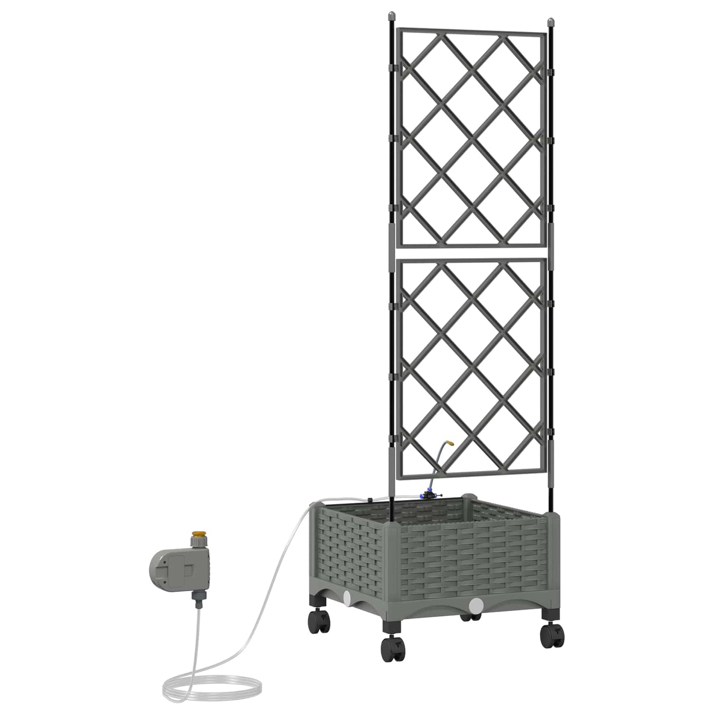 vidaXL Garden Planter with Irrigation&Wheels Light Grey PP